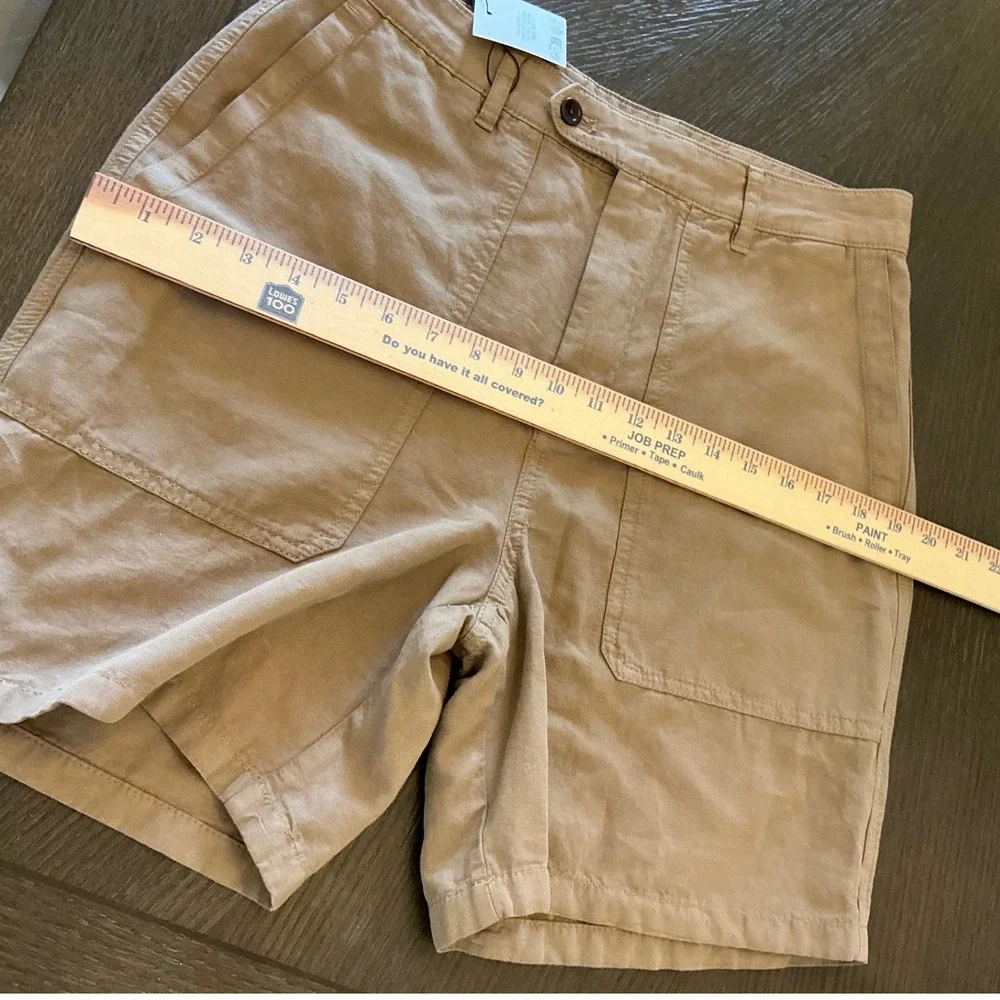 Zara Mens Tan‎ Linen Blend Utility Shorts Khaki Size 30 6861/162/183/38
